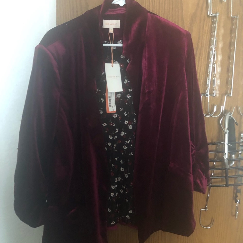 Velvet Open-Front Jacket in Deep Burgundy - $45 or $40 w/offer